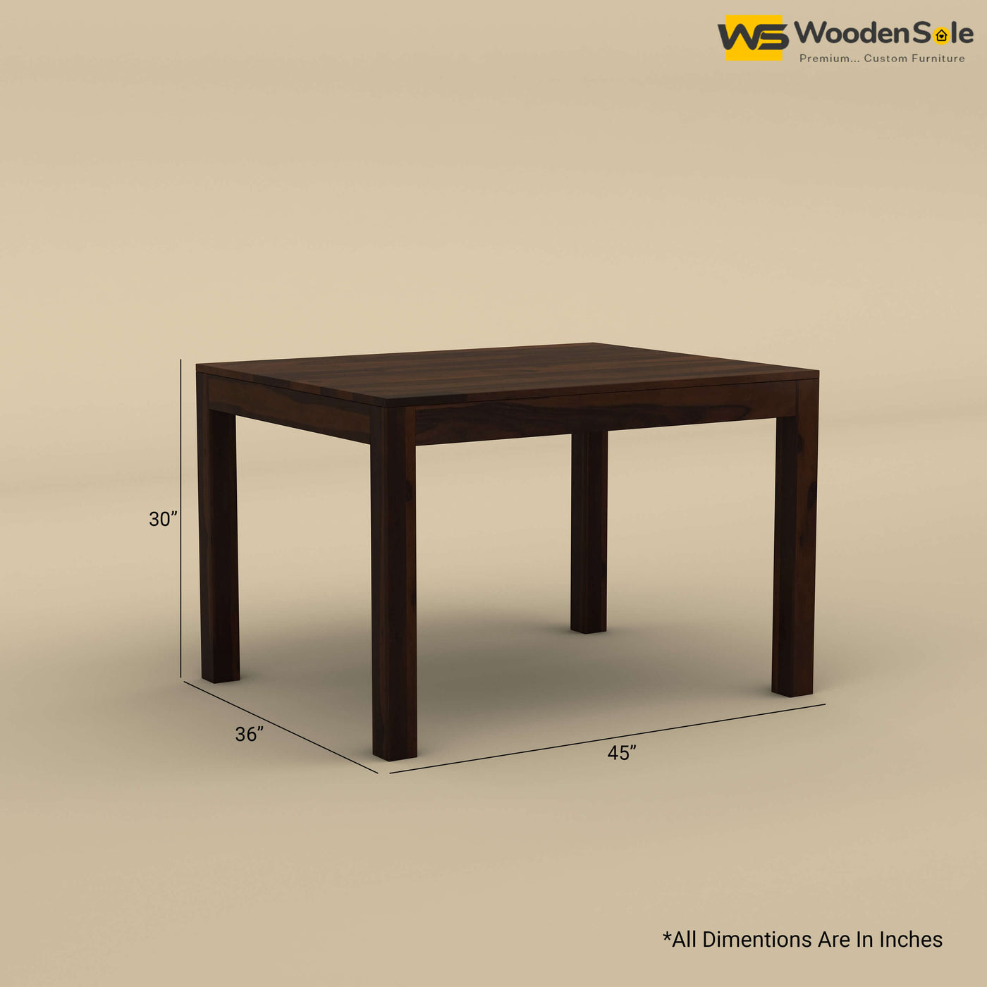 Sheesham Wood 4 Seater Dining Table (Walnut Finish)