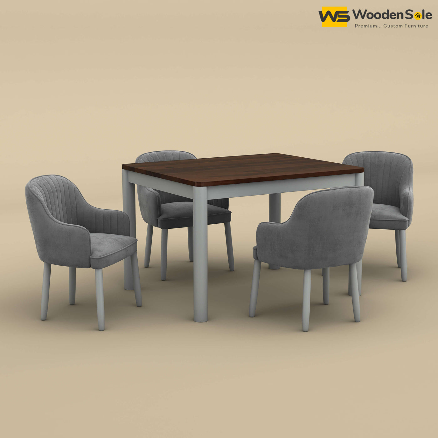 Madrid 4 Seat Dining Table Set (Walnut & Gray Finish)