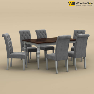 Elliot Dining Table 6 Seater Set (Walnut & Gray Finish)