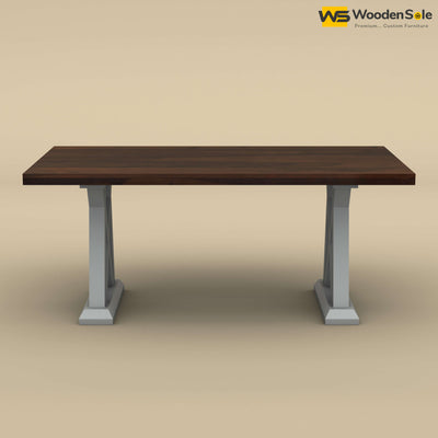 Criss Cross Dining Table Set 6 Seater (Walnut & Gray Finish)