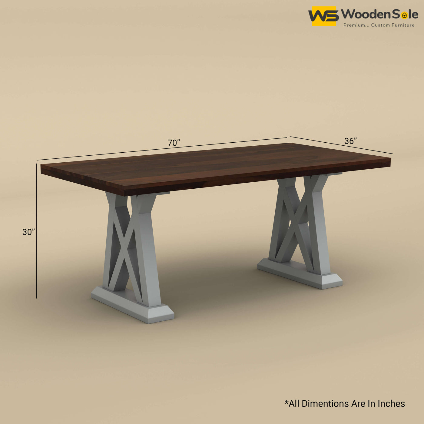 Criss Cross Dining Table Set 6 Seater (Walnut & Gray Finish)