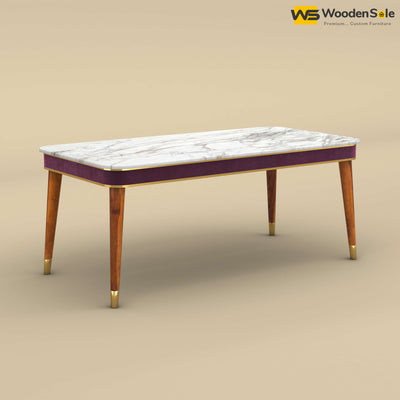 Dublin Marble Top 6 Seater Dining Table (Velvet, Dark Purple)