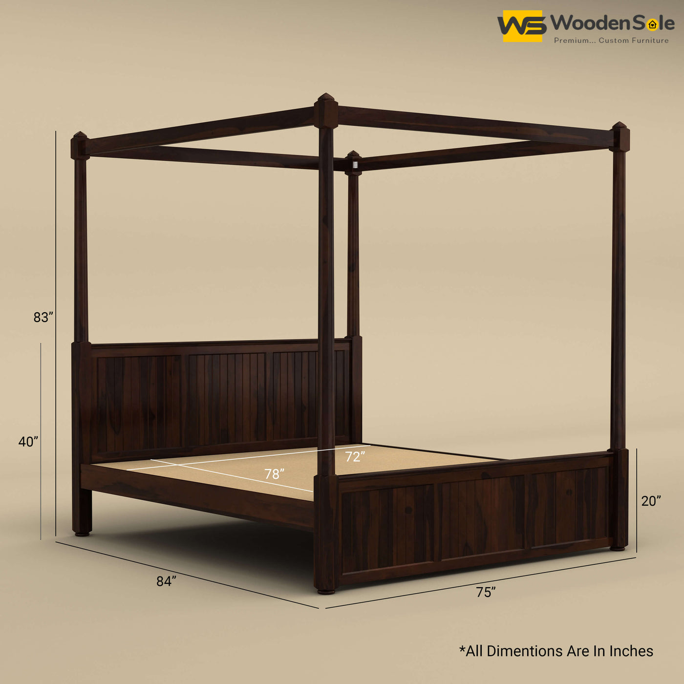 Angelo Poster Bed (King Size, Walnut Finish)