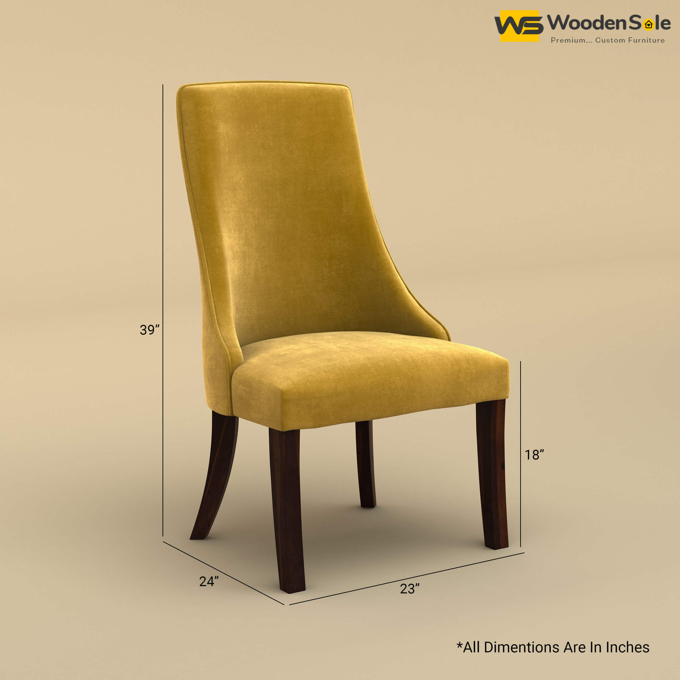 Dublin Dining Chair (Velvet, Mustard Yellow)