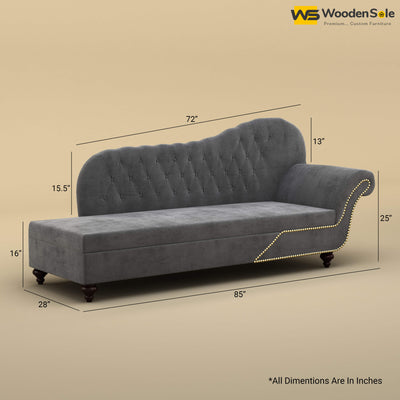 Royal Chaise Lounge (Velvet, Charcoal Gray)