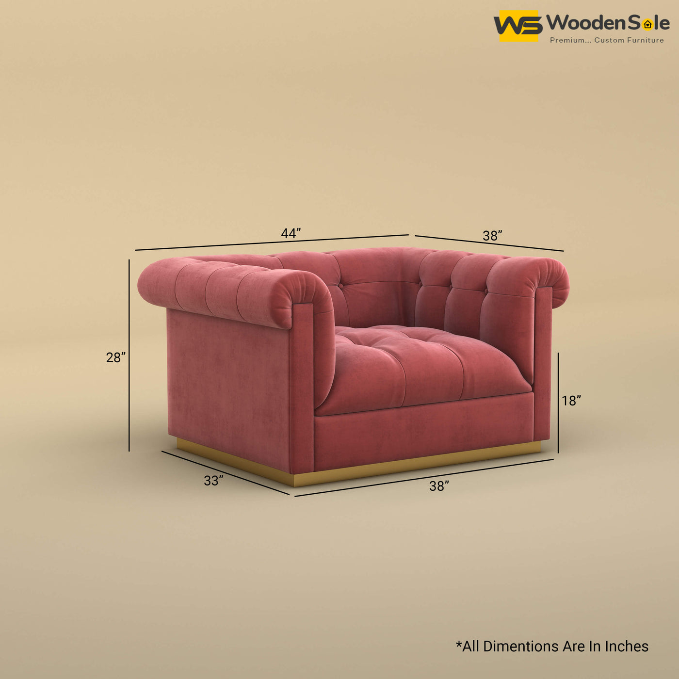 Morrison 1 Seater Fabric Sofa (Velvet, Pink)