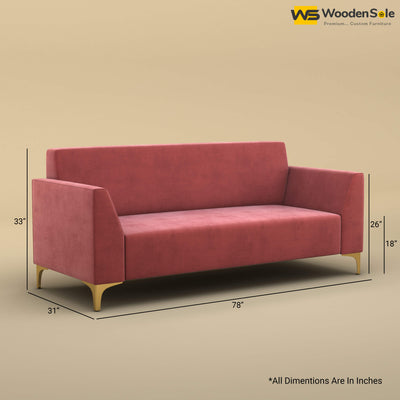 Nayobi 3 Seater Sofa (Velvet, Pink)