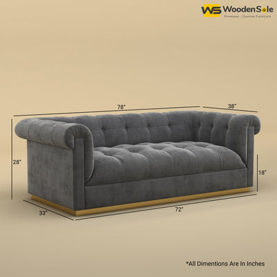 Morrison 3 Seater Fabric Sofa (Velvet, Charcoal Gray)