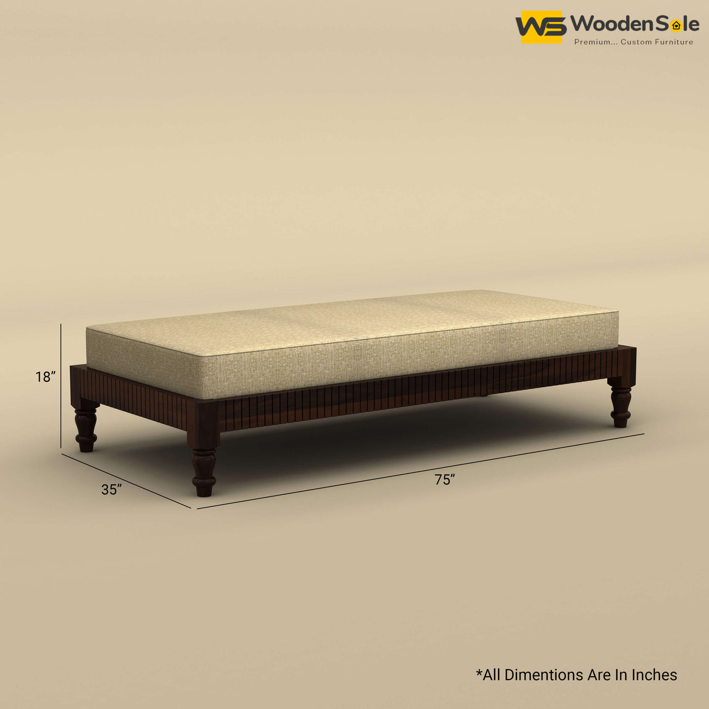 Aya Diwan Settee With Mattress (Walnut Finish)