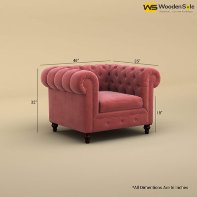 Maharaja Fabric 1 Seater Sofa (Velvet, Pink)