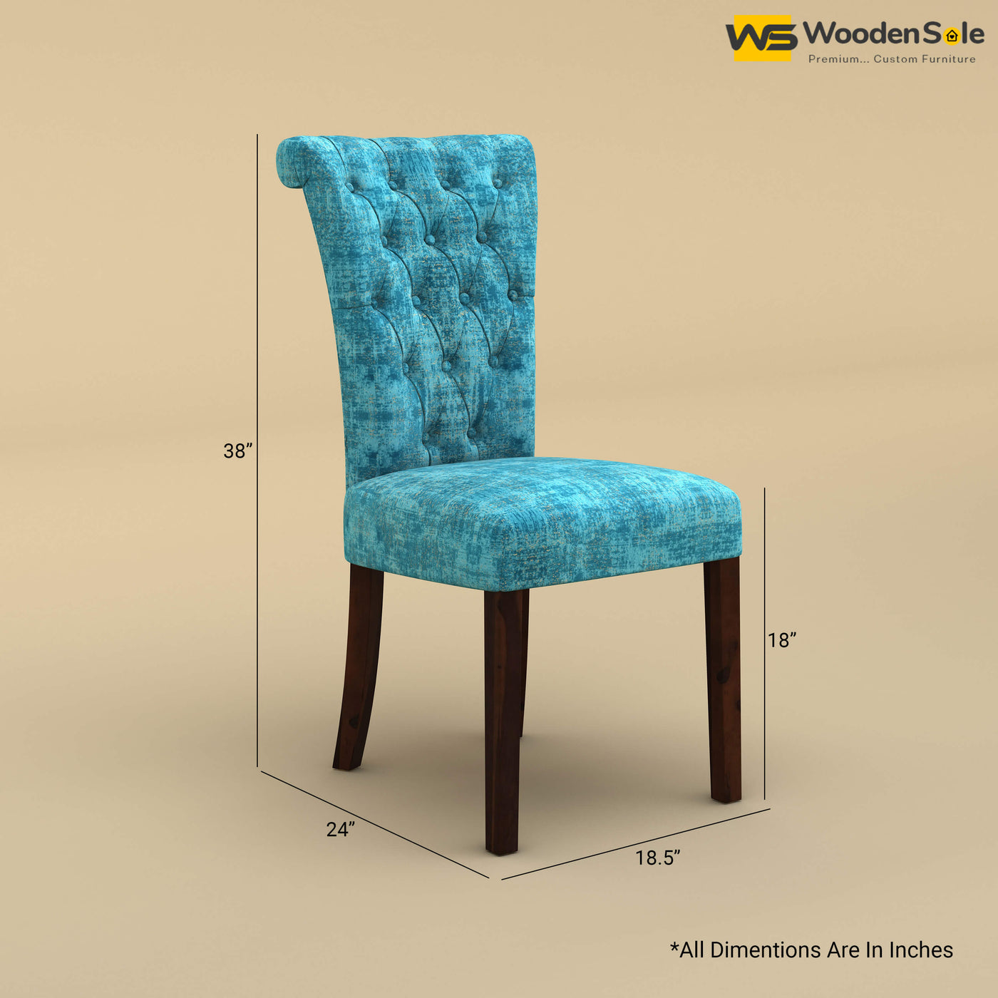 Kia Dining Chair (Cotton, Teal Blue)