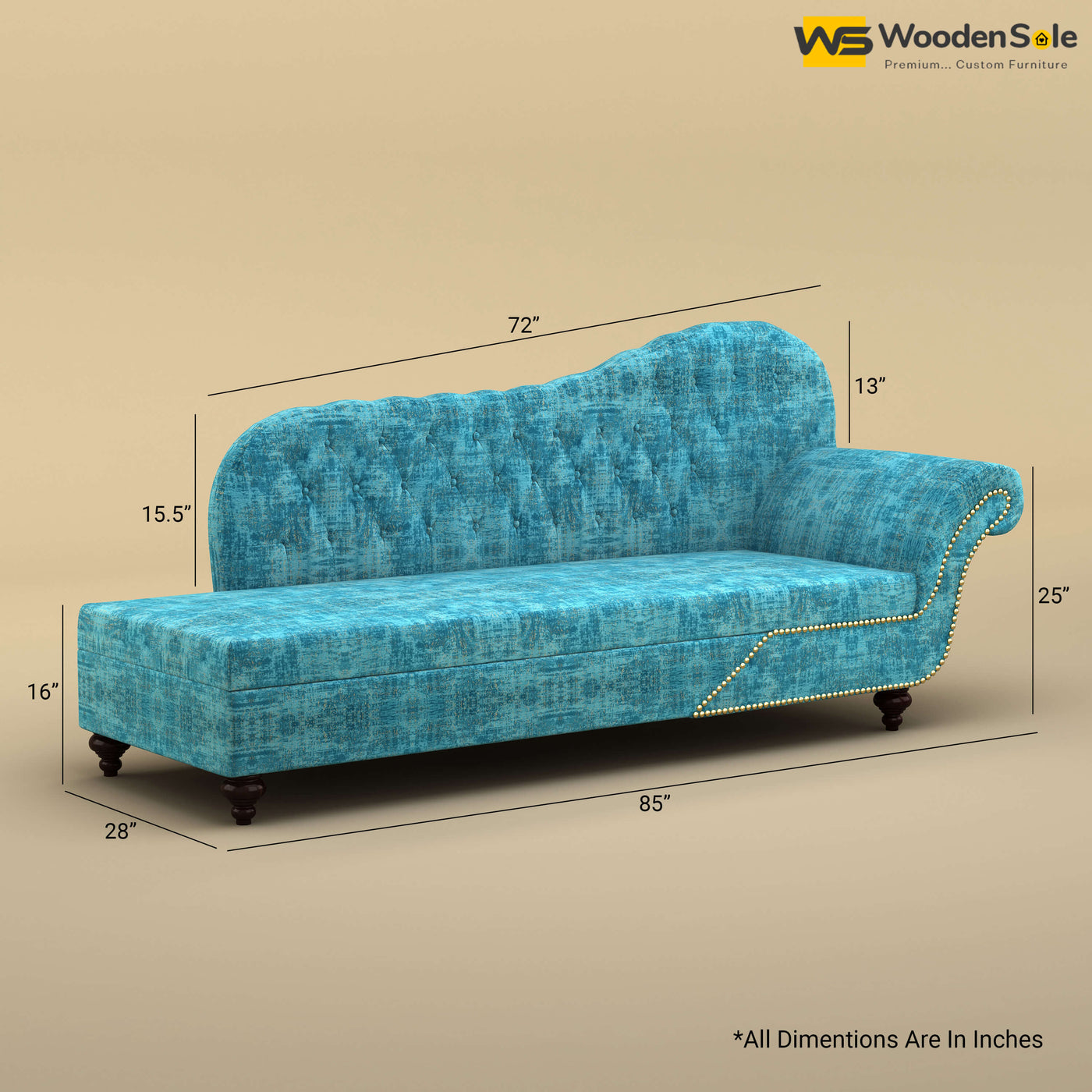 Royal Chaise Lounge (Cotton, Teal Blue)