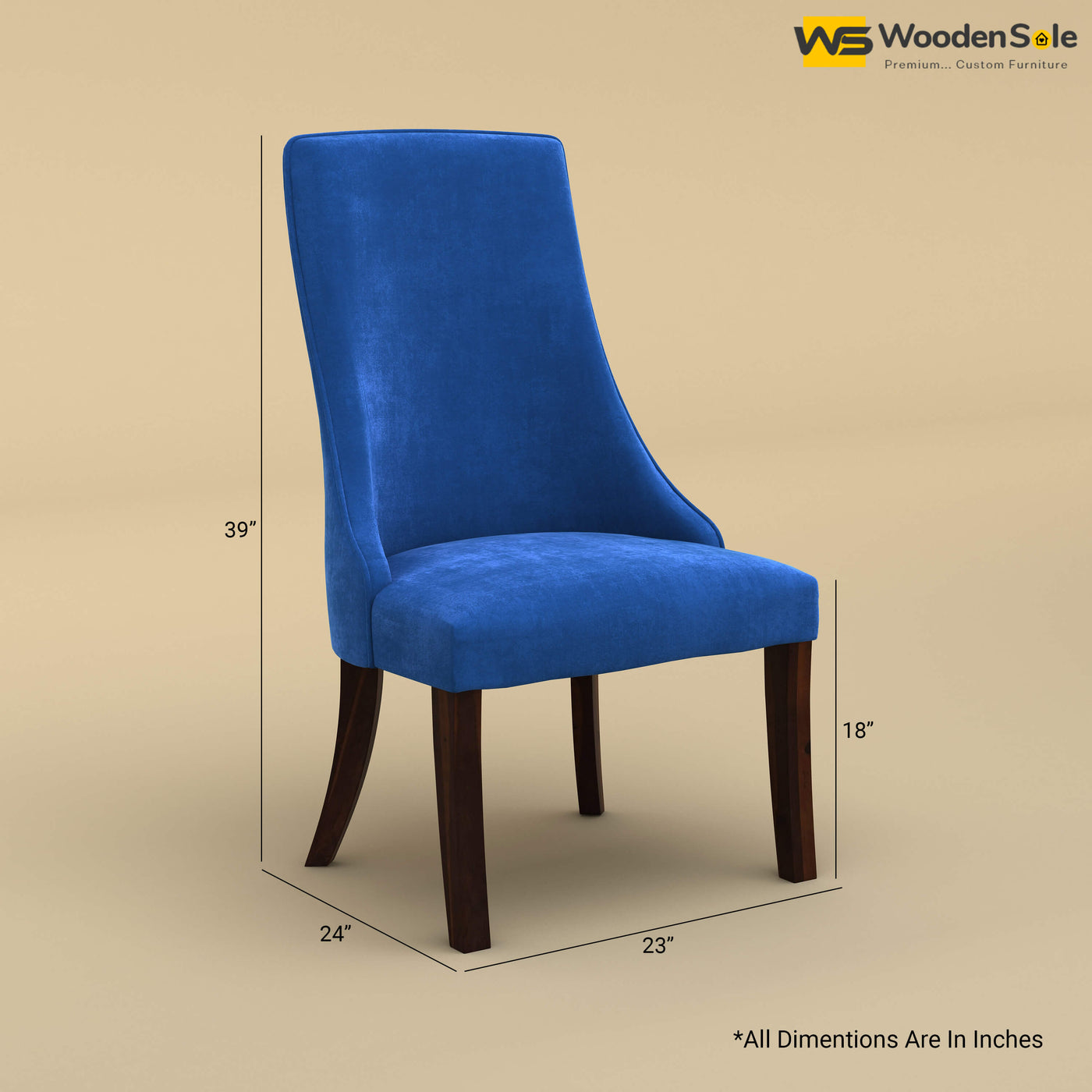 Dublin Dining Chair (Velvet, Royal Blue)