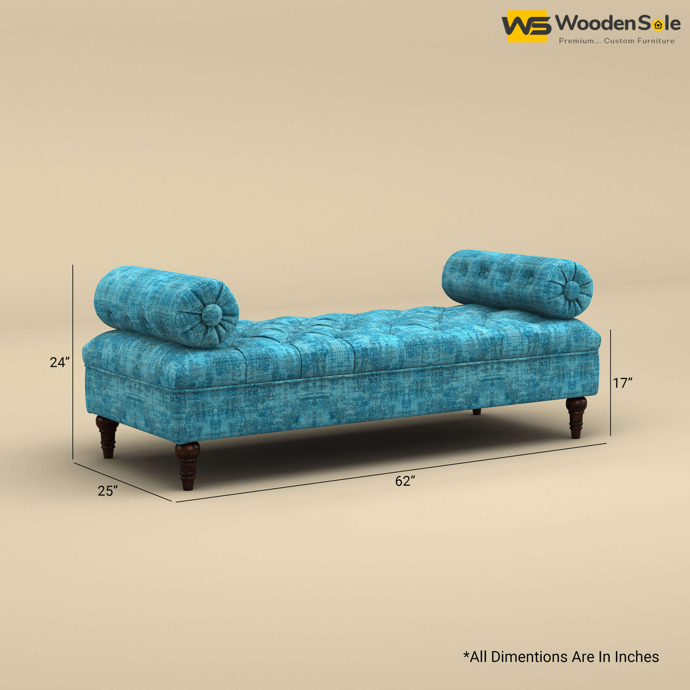 Andre Fabric Lounge Diwan Settee (Cotton, Teal Blue)