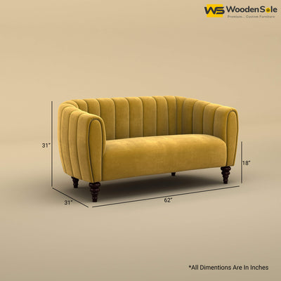 Amaya Two Seater Fabric Sofa (Velvet, Mustard Yellow)