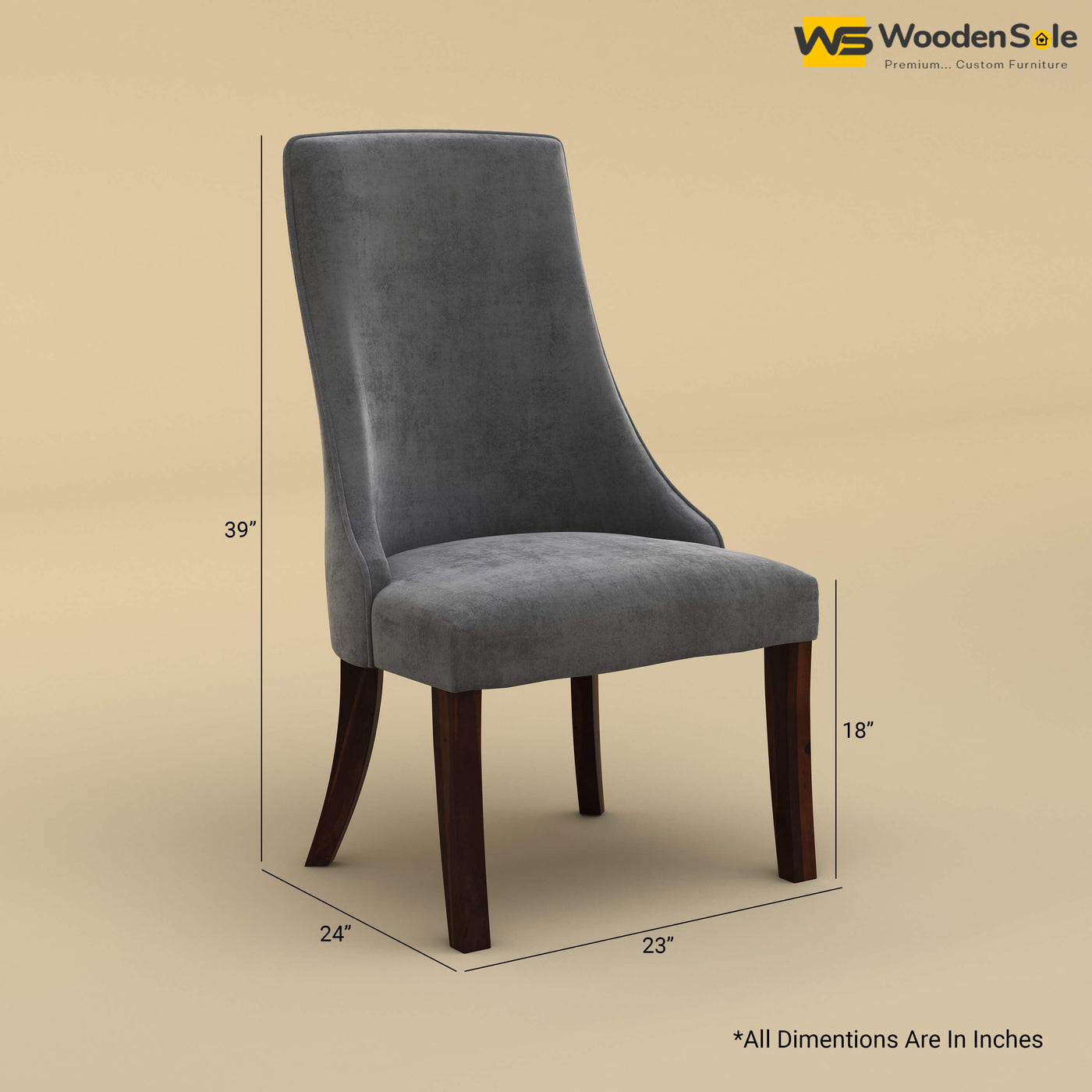 Dublin Dining Chair (Velvet, Charcoal Gray)