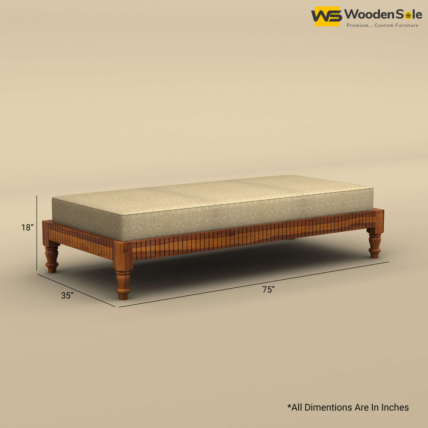 Aya Diwan Settee With Mattress (Honey Finish