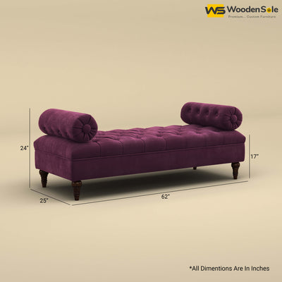 Andre Fabric Lounge Diwan Settee (Velvet, Dark Purple)