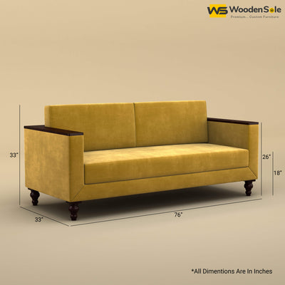 Tivoli 3 Seater Fabric Sofa (Velvet, Mustard Yellow)