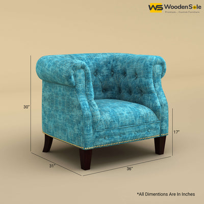 Olivia Wing Chair (Cotton, Teal Blue)