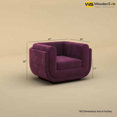 Vedant 1 Seater Fabric Sofa (Velvet, Dark Purple)