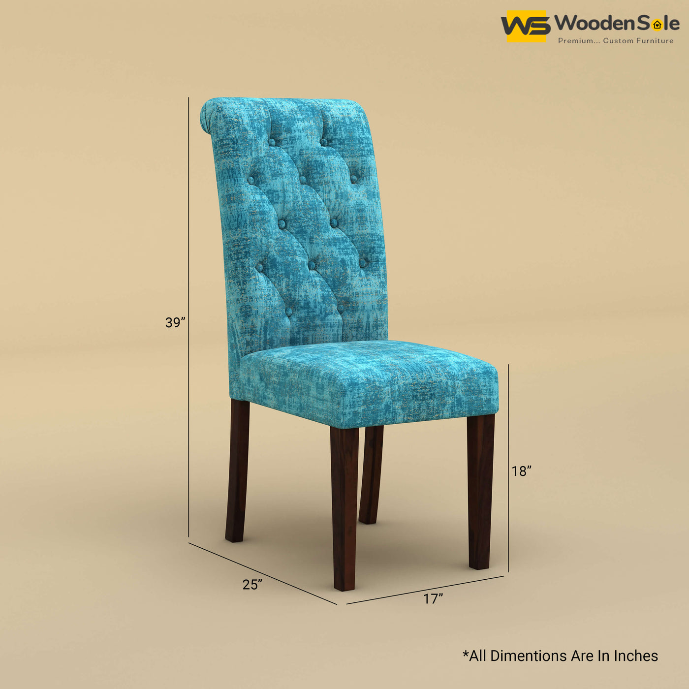 Elliot Dining Chair (Cotton, Teal Blue)