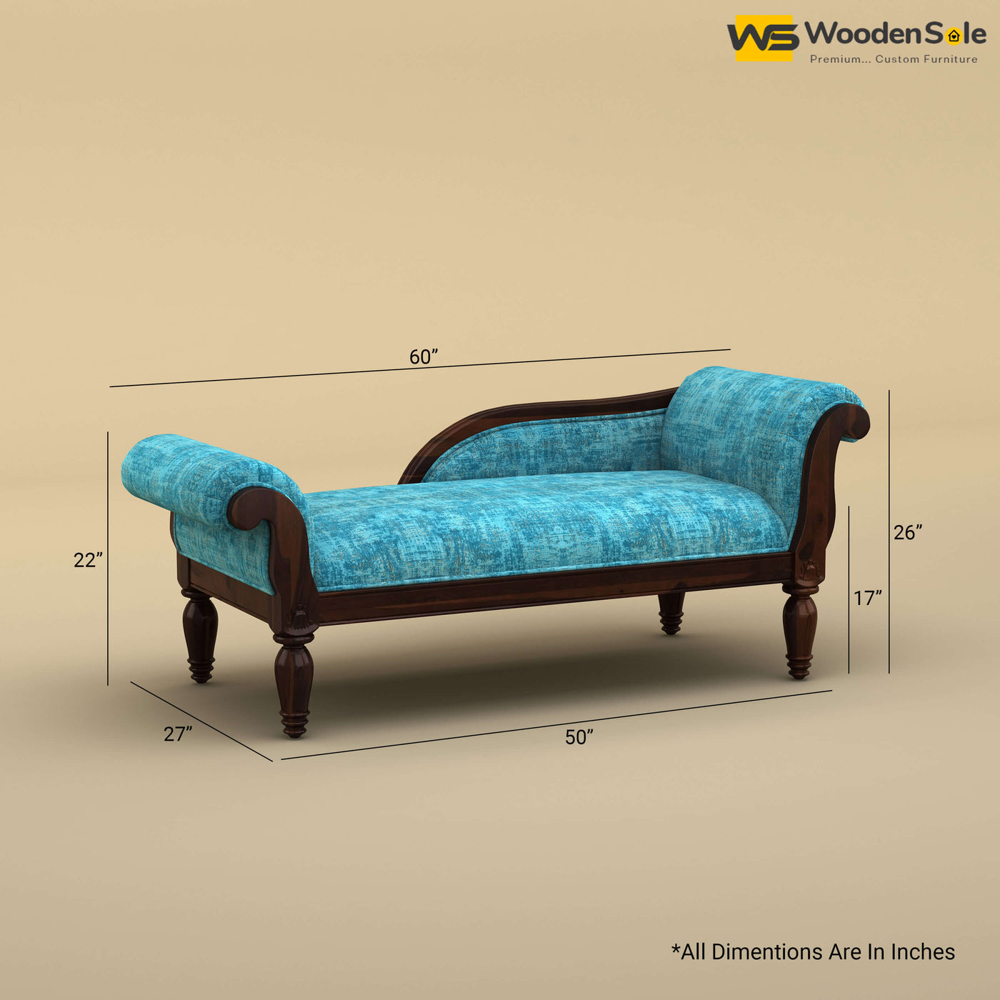 Virat Chaise Lounge (Cotton, Teal Blue)