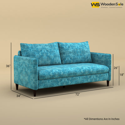 Citron 3 Seater Fabric Sofa (Cotton, Teal Blue)