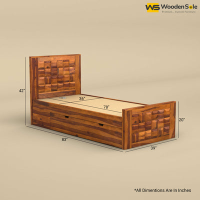 Diamond Drawer Storage Bed (Single, Honey Finish)