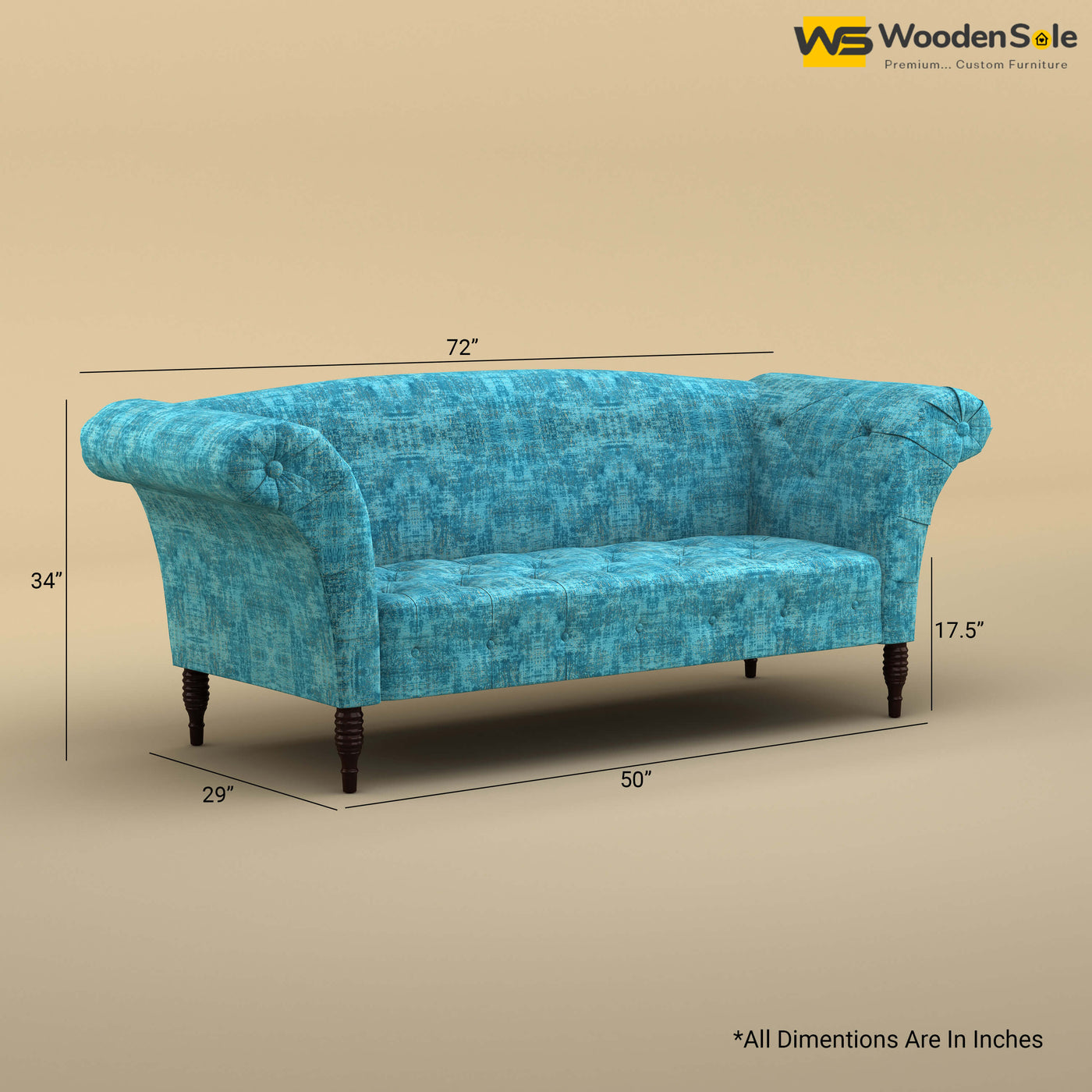 Leo Chaise Lounge (Cotton, Teal Blue)