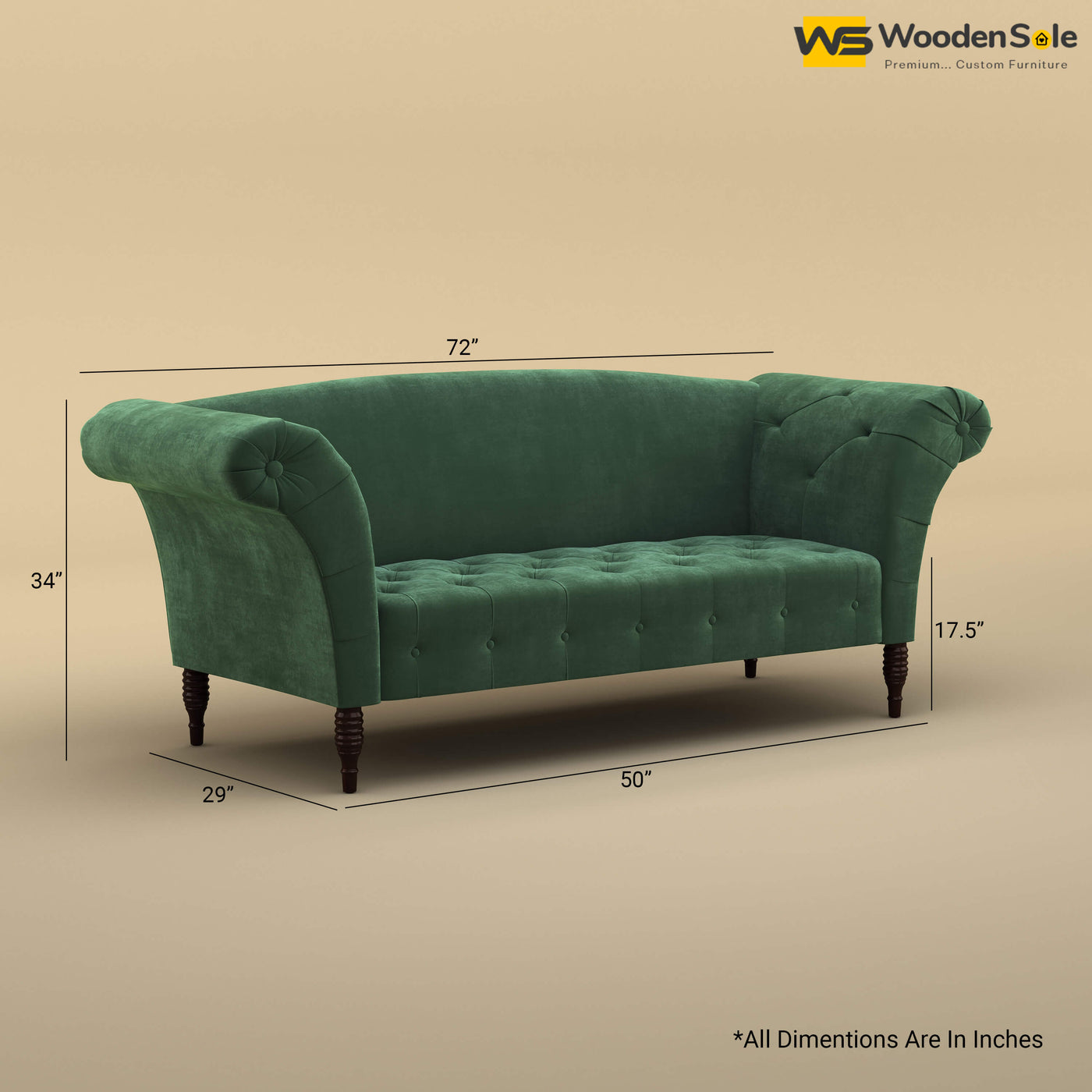 Leo Chaise Lounge (Velvet, Forest Green)