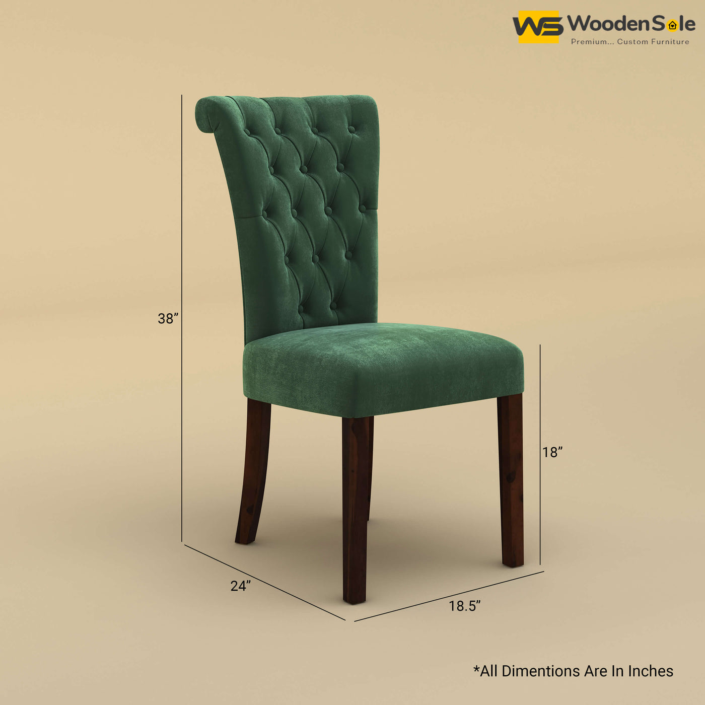 Kia Dining Chair (Velvet, Forest Green)