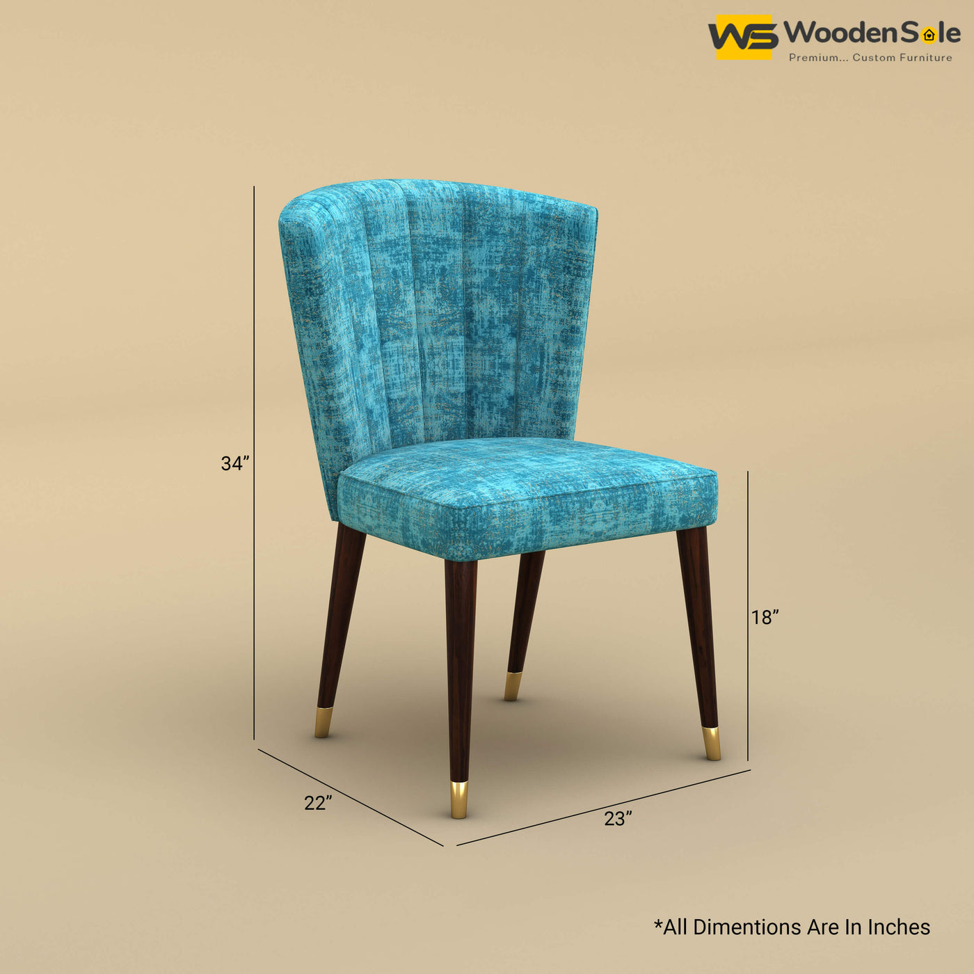 Julia Dining Chair (Cotton, Teal Blue)