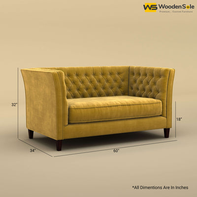 Divit Loveseat (Velvet, Mustard Yellow)