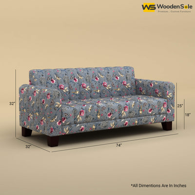 Furo 3 Seater Fabric Sofa (Cotton, Floral Printed)