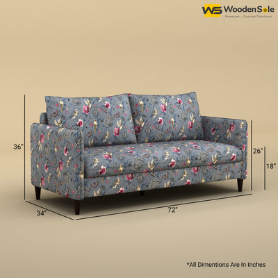 Citron 3 Seater Fabric Sofa (Cotton, Floral Printed)