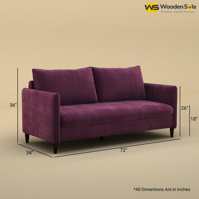 Citron 3 Seater Fabric Sofa (Velvet, Dark Purple)