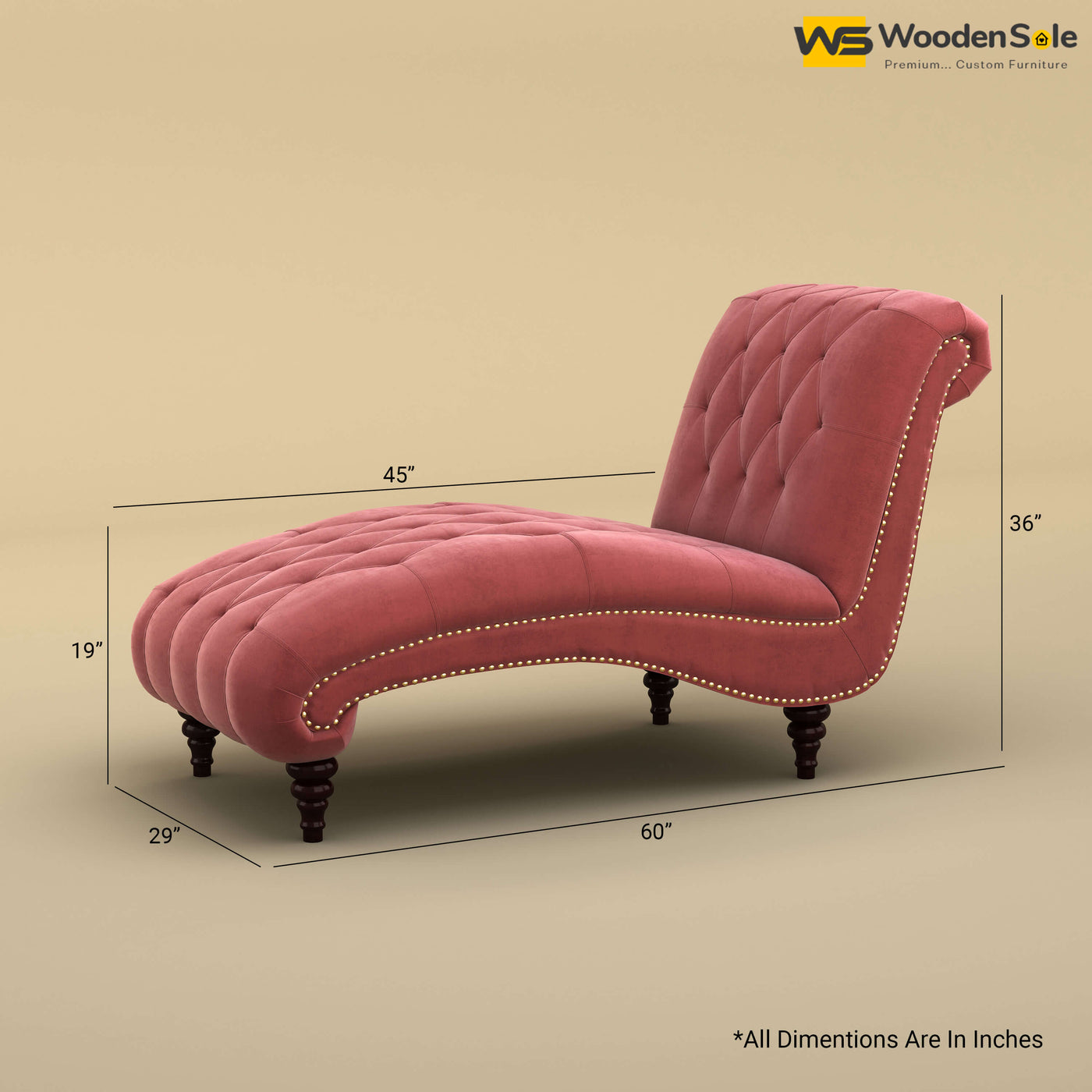 Toronto Chaise Lounge (Velvet, Pink)