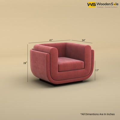 Vedant 1 Seater Fabric Sofa (Velvet, Pink)