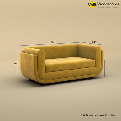 Vedant Two Seater Sofa (Velvet, Mustard Yellow)
