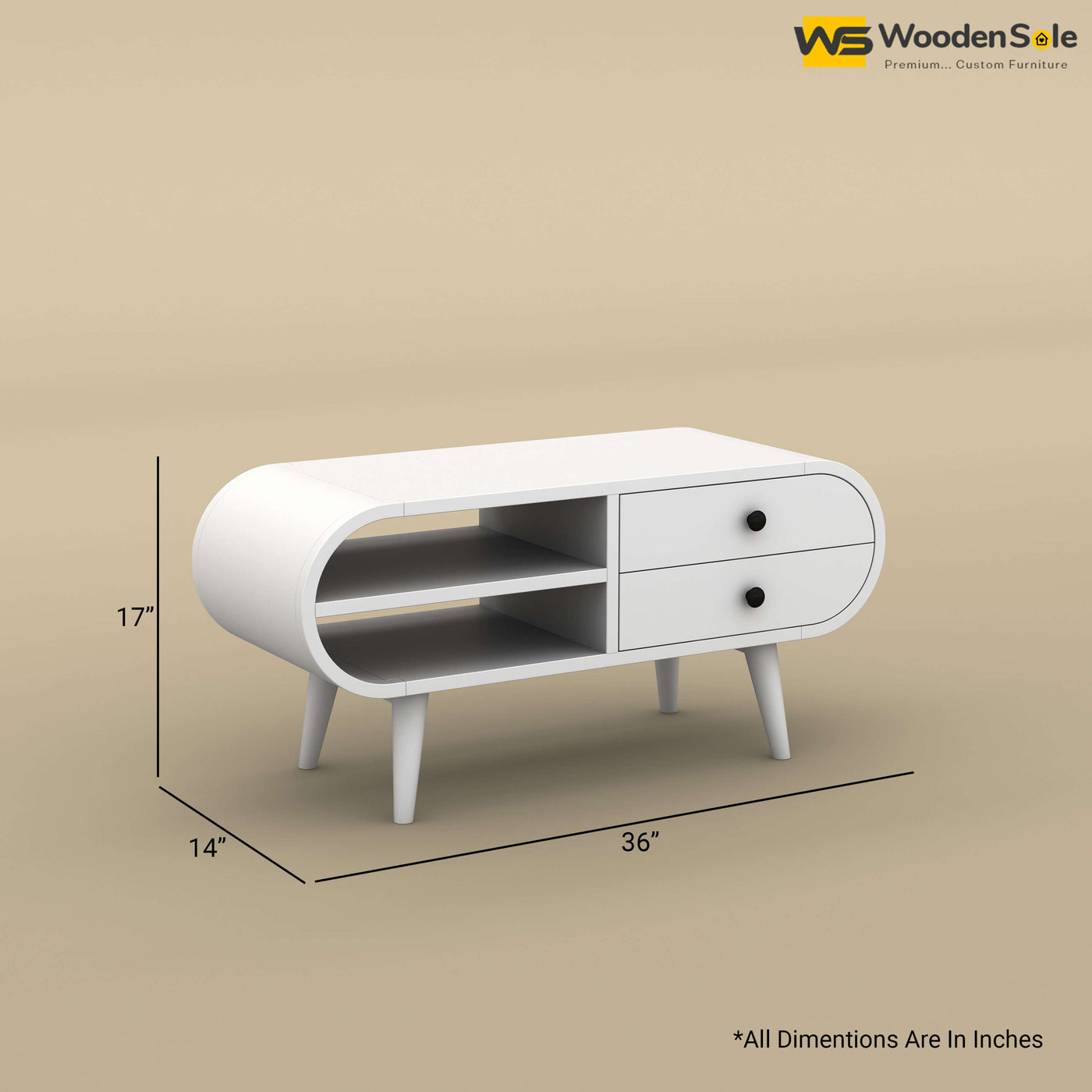 Nuvoca Tv Unit (White Finish)-dimentions