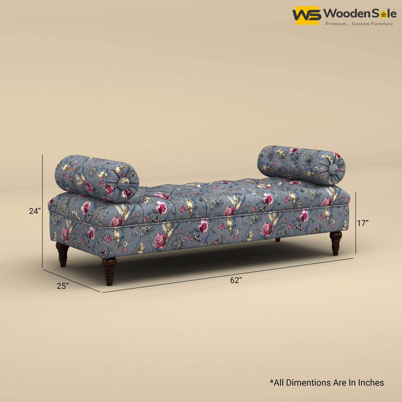 Andre Fabric Lounge Diwan Settee (Cotton, Floral Printed)