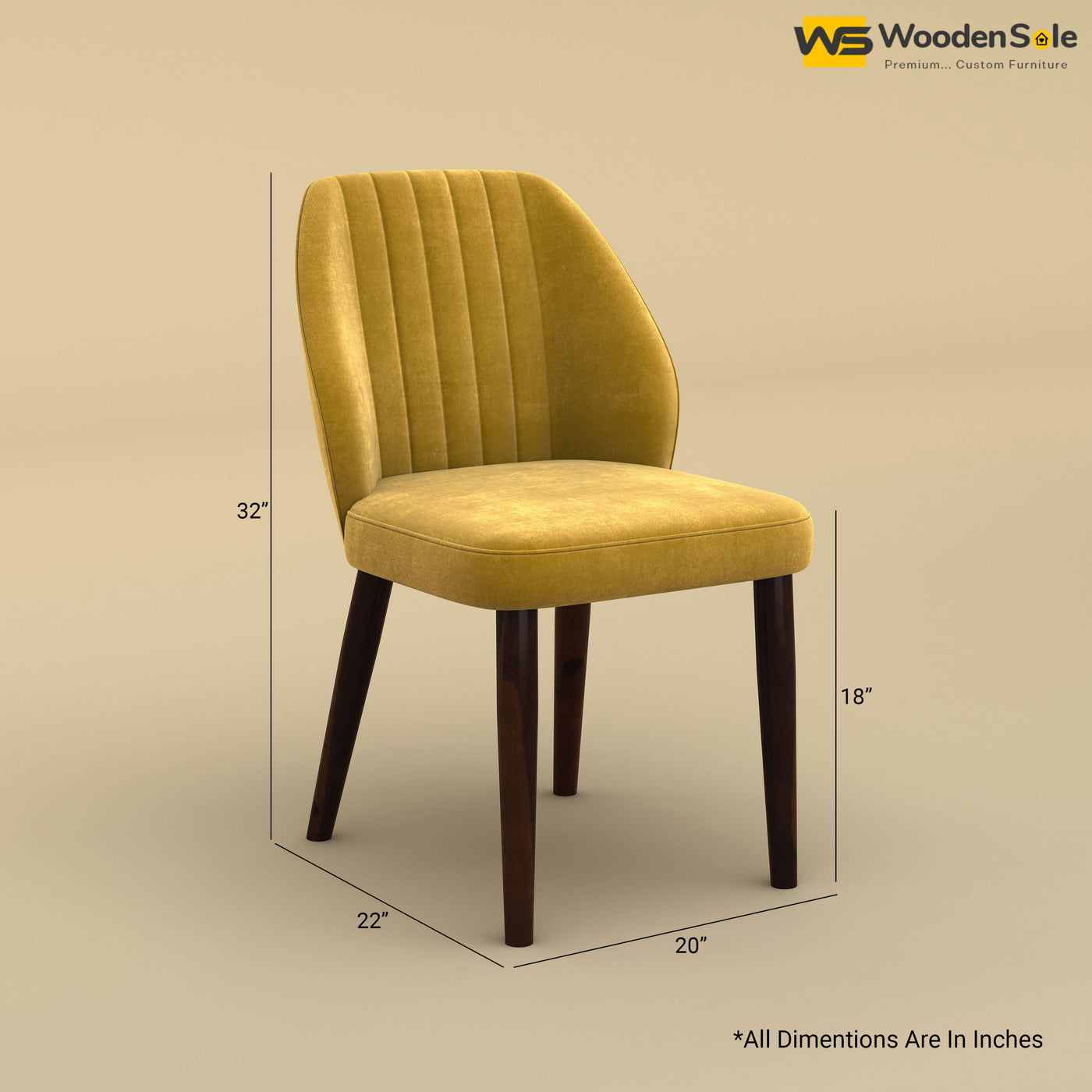 Norway Dining Chair (Velvet, Mustard Yellow)
