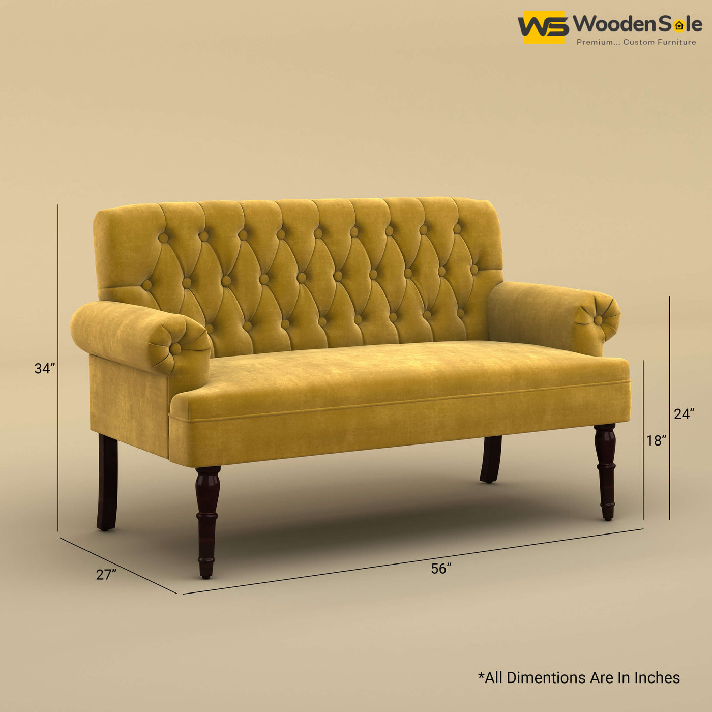 Chetas Love Chair (Velvet, Mustard Yellow)