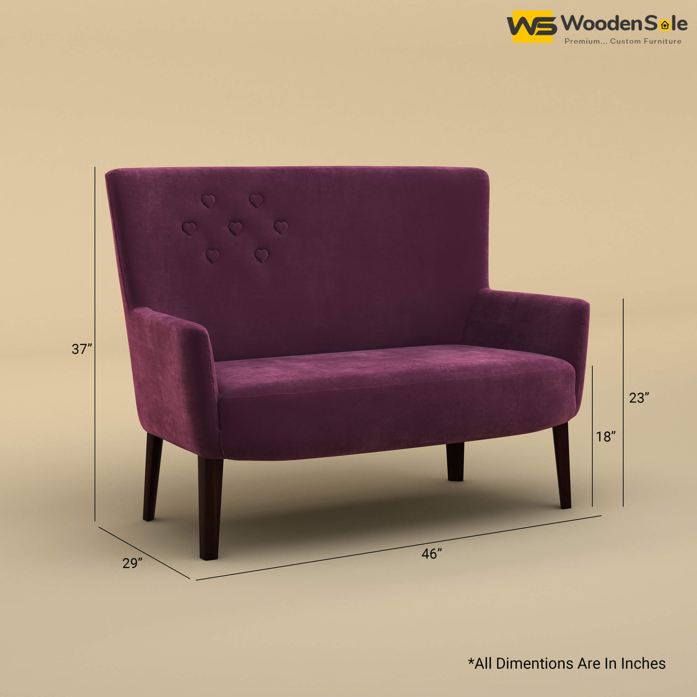 Dil Loveseat (Velvet, Dark Purple)