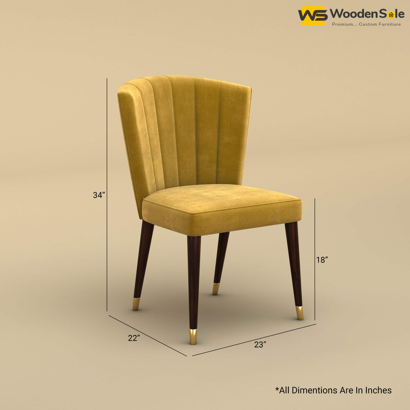 Julia Dining Chair (Velvet, Mustard Yellow)