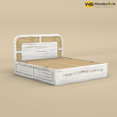 Modern Cane Box Storage Bed (King Size, Distress Finish)