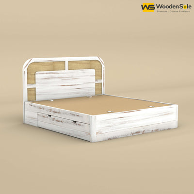 Modern Cane Drawer Storage Bed (King Size, Distress Finish)