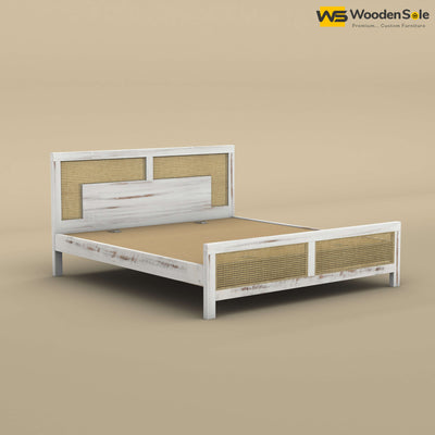 Wooden Sole Rattan Bed (King Size, Distress Finish)
