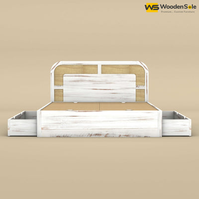 Modern Cane Drawer Storage Bed (King Size, Distress Finish)